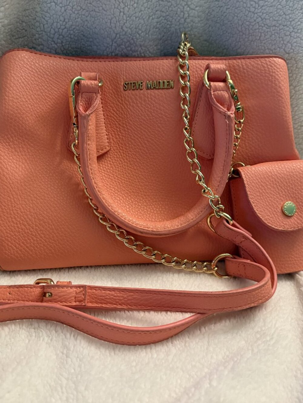 Steve Madden Bmickey Satchel Handbag with Crossbody Strap & Coin Purse – Peach P